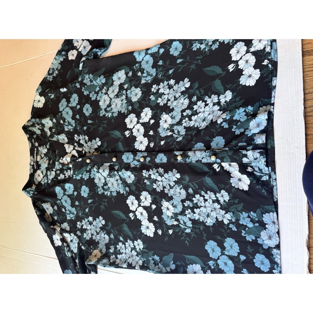 Karl Lagerfeld Floral Print Blouse Shirt Tunic Top Size Large - Picture 12 of 15